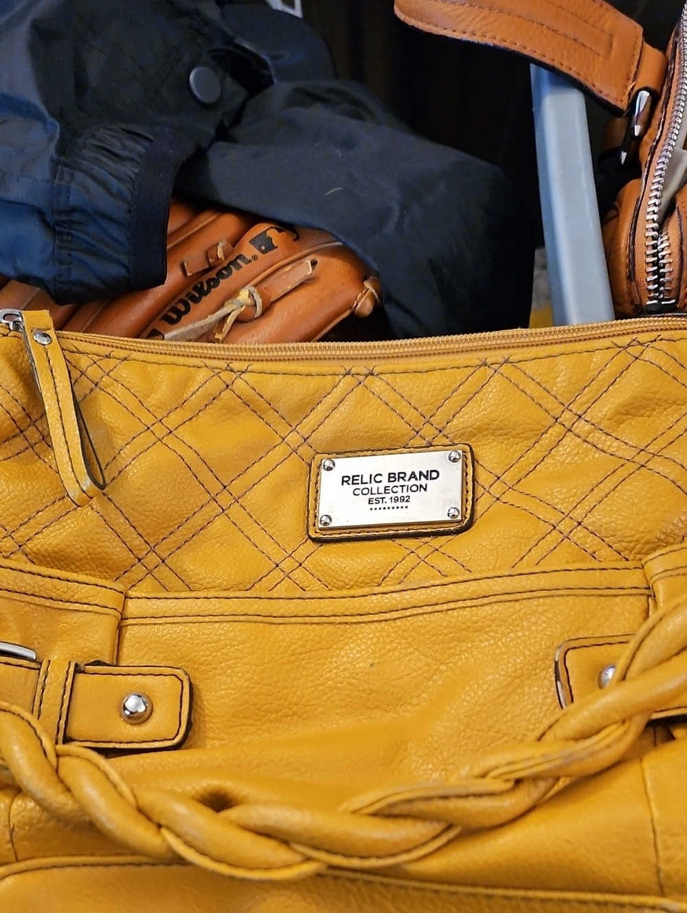 Relic Quilted Mustard Yellow Shoulder Bag